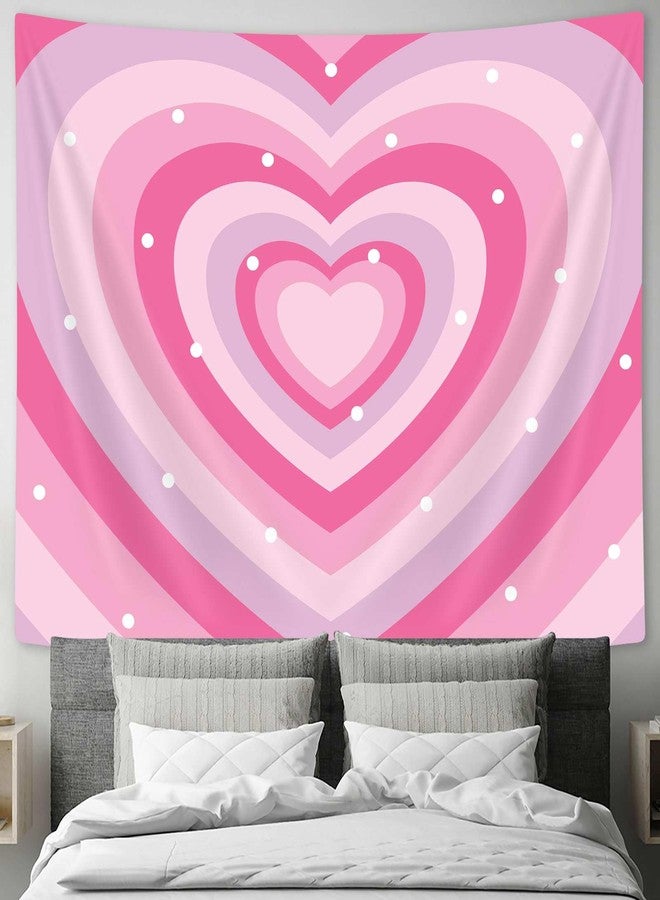 Drgilau Cute Pink Aesthetic Tapestry for Girl Bedroom, Pink Heart Tapestry Wall Hanging 2000s Hippie Wall Tapestries Decor for Home College Dorm Living Room, Woman Teen Girls Room Art Tapestries 60X40 Inch - Image 2